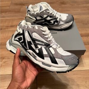 Balenciaga Gray White Black Runner Sneakers